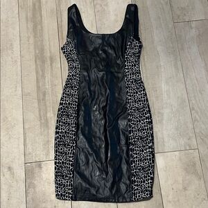 BLVD Sleek Black and White Animal Print Mini Dress